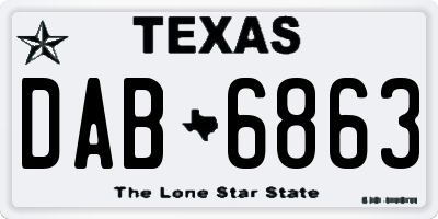 TX license plate DAB6863