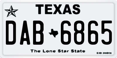 TX license plate DAB6865