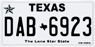 TX license plate DAB6923
