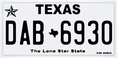 TX license plate DAB6930