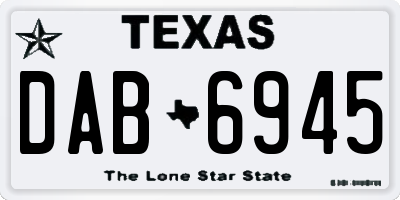 TX license plate DAB6945