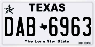 TX license plate DAB6963