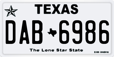 TX license plate DAB6986