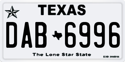 TX license plate DAB6996