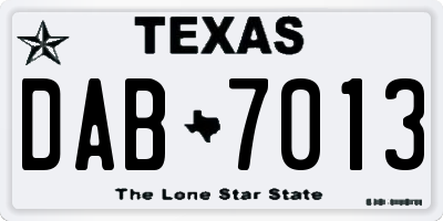 TX license plate DAB7013