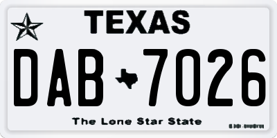 TX license plate DAB7026
