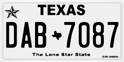 TX license plate DAB7087
