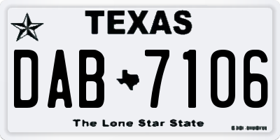 TX license plate DAB7106