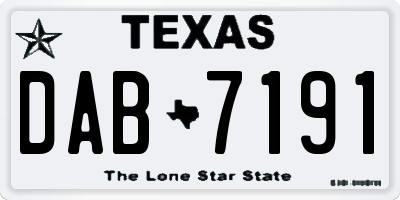 TX license plate DAB7191