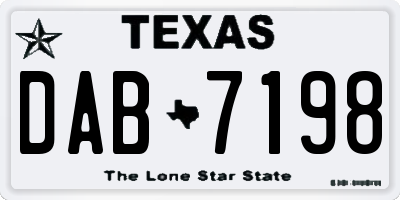 TX license plate DAB7198