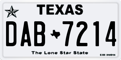 TX license plate DAB7214