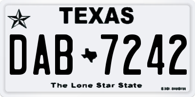 TX license plate DAB7242