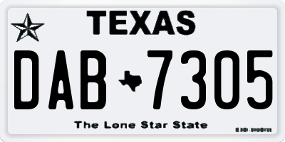 TX license plate DAB7305