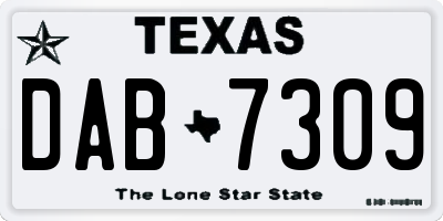 TX license plate DAB7309