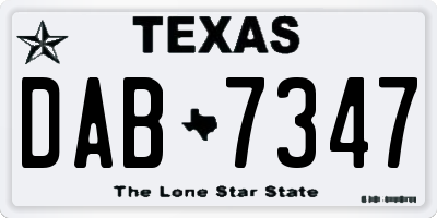 TX license plate DAB7347