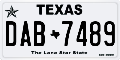 TX license plate DAB7489