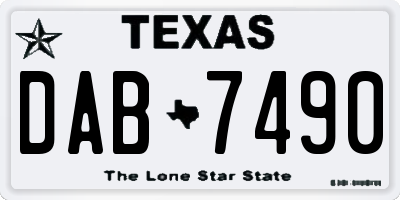 TX license plate DAB7490