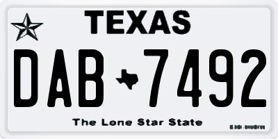 TX license plate DAB7492