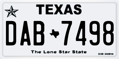 TX license plate DAB7498