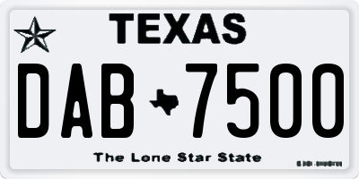 TX license plate DAB7500