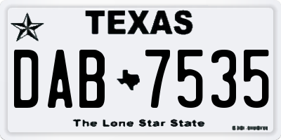 TX license plate DAB7535