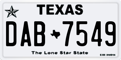 TX license plate DAB7549
