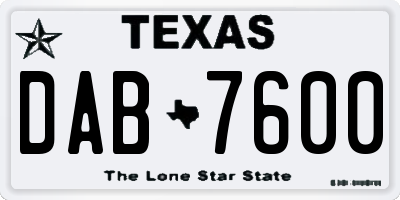 TX license plate DAB7600