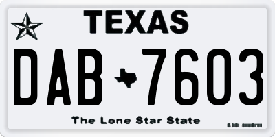 TX license plate DAB7603