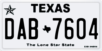 TX license plate DAB7604