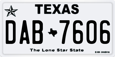 TX license plate DAB7606