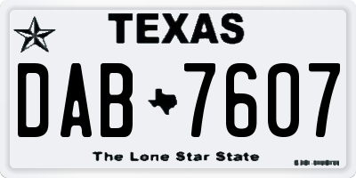 TX license plate DAB7607