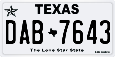 TX license plate DAB7643