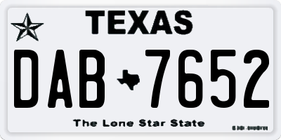 TX license plate DAB7652