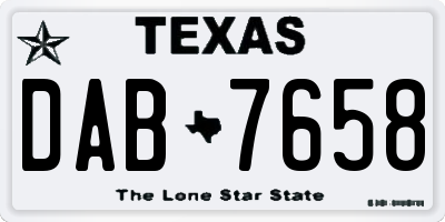 TX license plate DAB7658