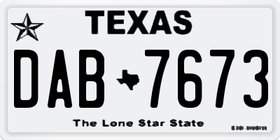 TX license plate DAB7673