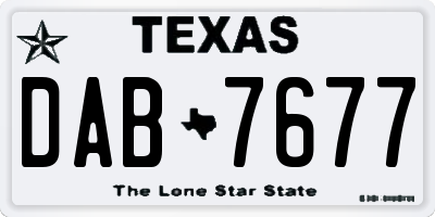 TX license plate DAB7677