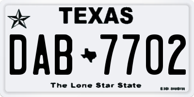 TX license plate DAB7702