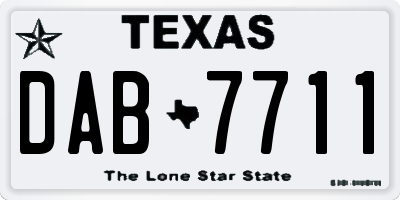 TX license plate DAB7711