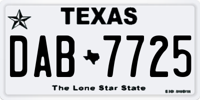 TX license plate DAB7725