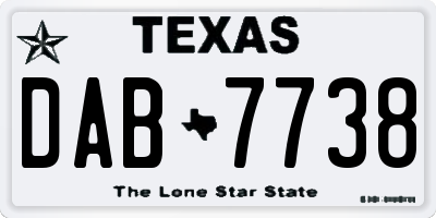 TX license plate DAB7738