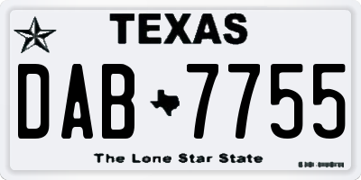 TX license plate DAB7755
