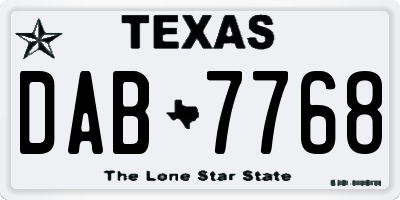 TX license plate DAB7768