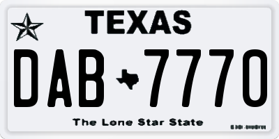 TX license plate DAB7770