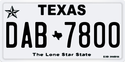 TX license plate DAB7800