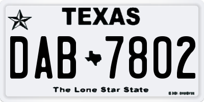 TX license plate DAB7802