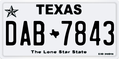TX license plate DAB7843
