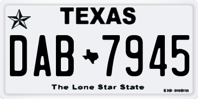 TX license plate DAB7945