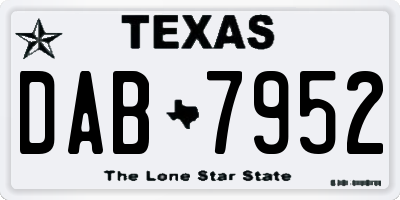 TX license plate DAB7952