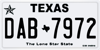 TX license plate DAB7972