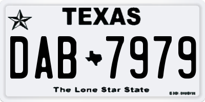 TX license plate DAB7979
